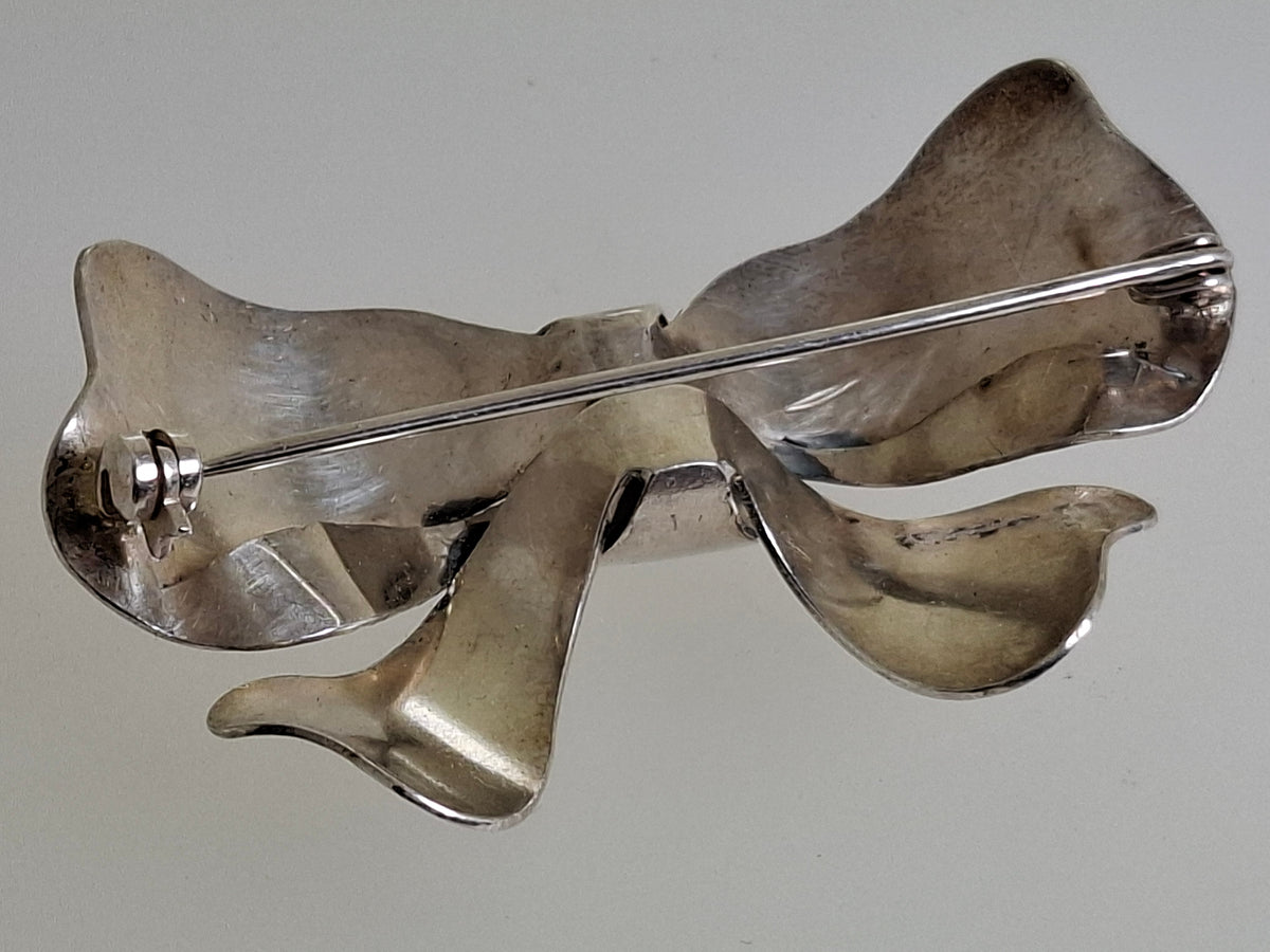 Vintage Silver Bow Brooch, circa 1940s–1950s