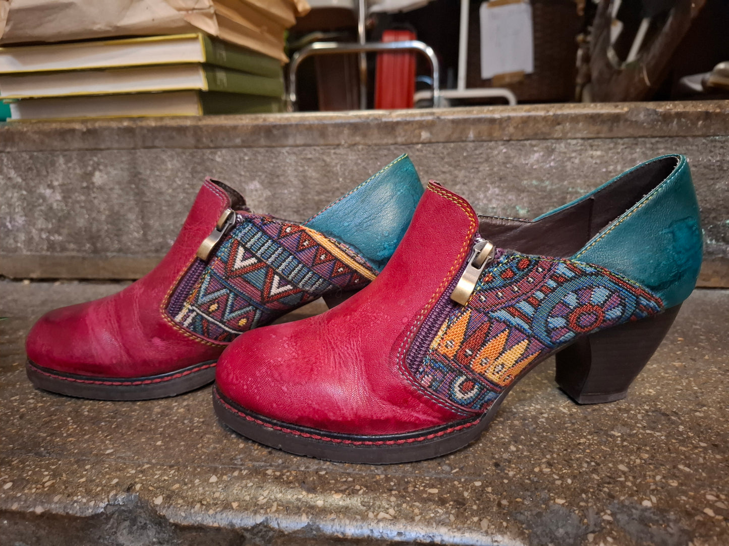 Bunte High Heels mit Reißverschluss Gr. 39