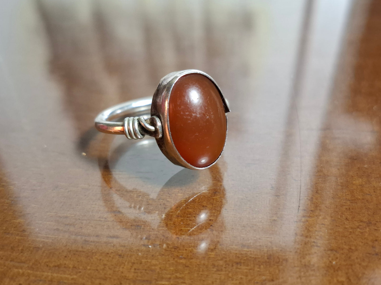 Vintage Spinning Carnielian Silber 900 Ring